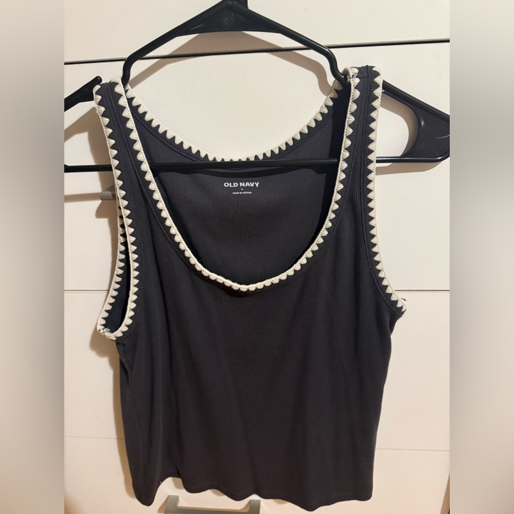 Old Navy Charcoal Tank Top with White Trim